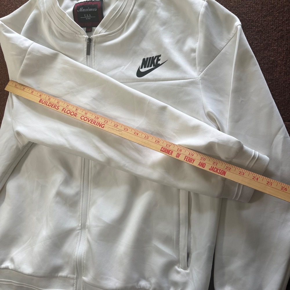 Rare comfy Maximos USA White Track Jacket Nike Logo Full Zip Bomber Mens XXXL - Picture 5 of 8